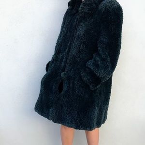 Paula Lishman Sheared Beaver Deep Green Swing Coat